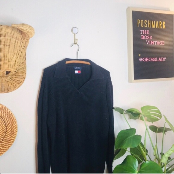 vsco 90s ribbed Tommy Hilfiger oversized sweater - Picture 3 of 8